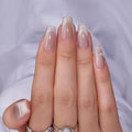 BTArtbox Press On Nails, Milky Way, Short Coffin, Cat Eye French, 32Ct