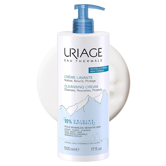 Uriage Daily Moisturizing Cleansing Cream With Shea Butter, 2-In-1 Body Wash: Cleanses & Nourishes, Fresh & Cocooning Perfume, Face, Body & Hair, Soap-Free, Physiological Ph