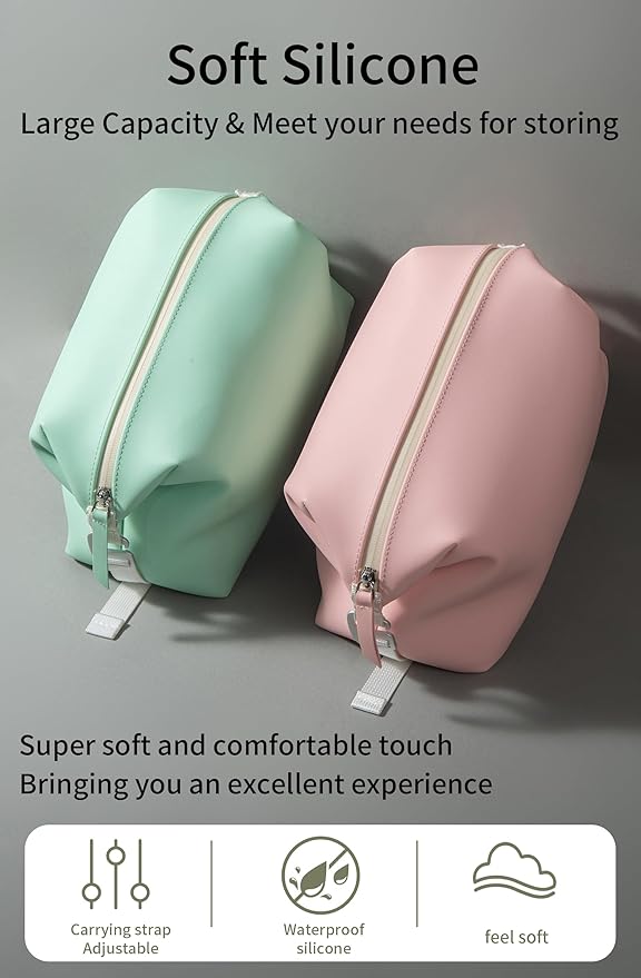 Onbagway 6"x9.84" 4.5L Silicone Toiletry Bag, Turquoise Blue