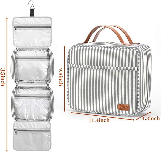 Bosidu Hanging Travel Toiletry Bag, Large Capacity Cosmetic Travel Toiletry Organizer for Women with 4 Compartments & 1 Sturdy Hook, Perfect for Daily Use/Valentines' Day