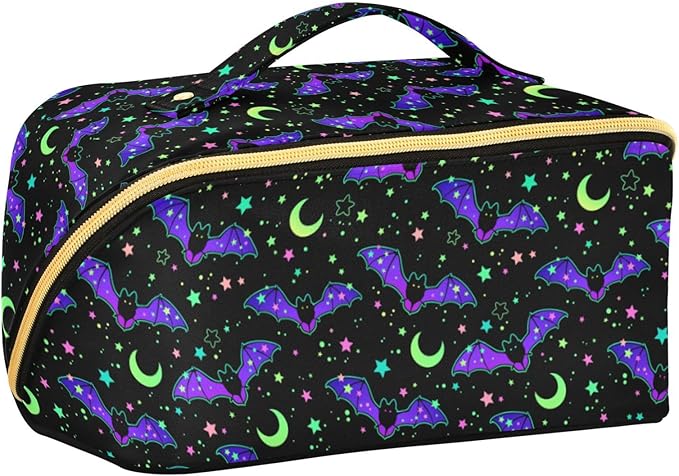 MNSRUU Makeup Organizer Bag, Magic Galaxy Bat Travel Makeup Bags Makeup Vanity Case Large Capacity Rhombus Cosmetic Toiletry Bag for Girl Women Ladies