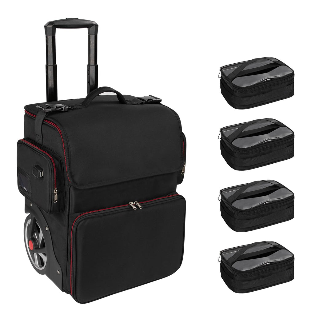 OCHEAL Large Makeup Train Case with 4 Travel Makeup Bags Set, Cosmetic Case for Hairstylist, Hairdresser Storage Bag with Detachable Pouch, Heat Insulation and Anti-Scalding Full Layer