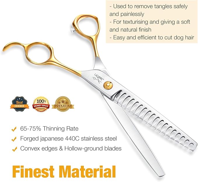 JASON Dog Grooming Chunker Scissors - 7" Blending Thinning Shears Trimming