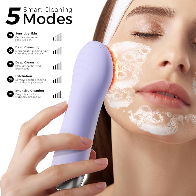 Ccigedy Face Scrubber, Electric Facial Cleansing Brush (Purple)