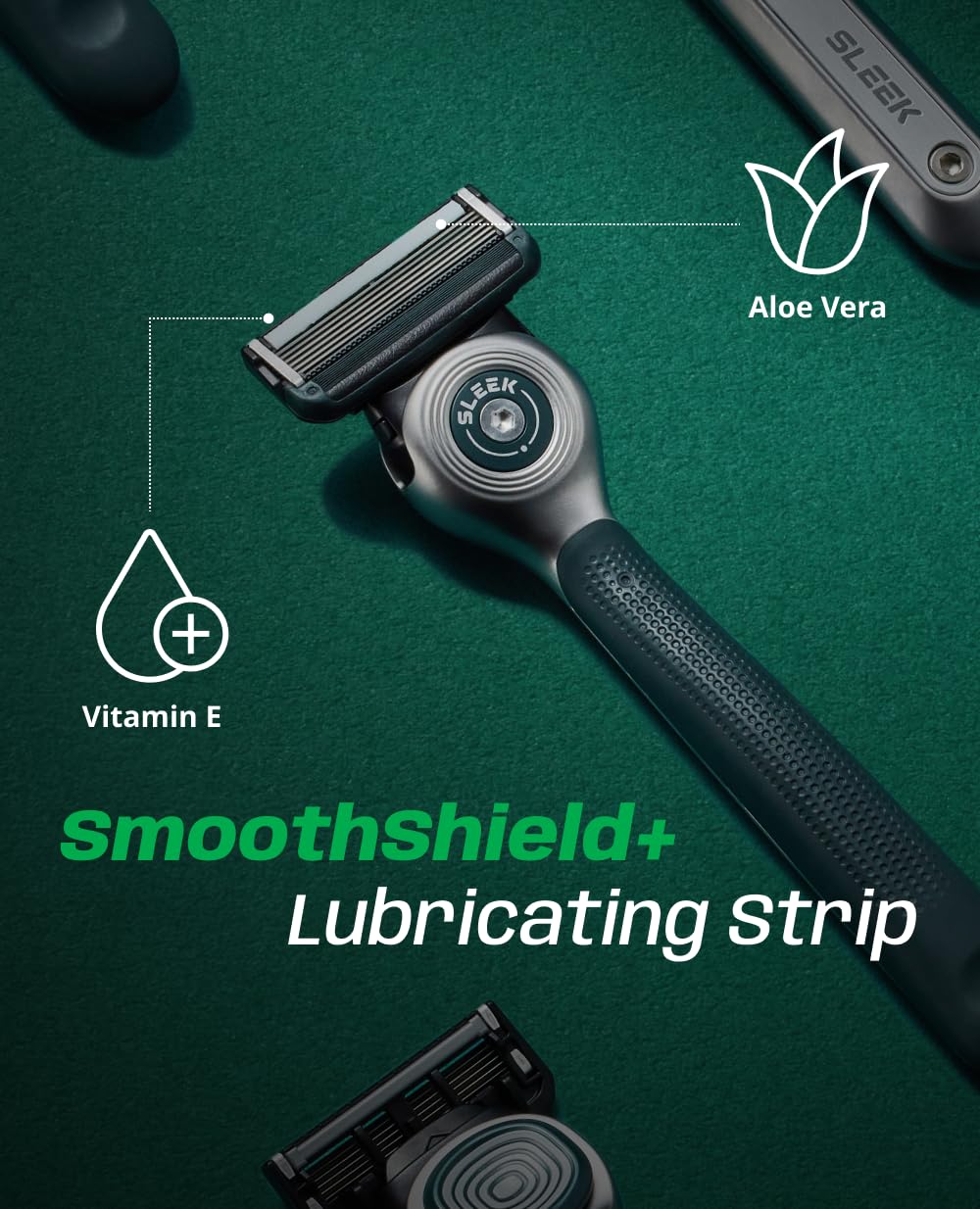 DORCO SLEEK 6 Blade Razor for Men with Multi-Flex Technology for a Smooth & Comfortable Shave | Cartridge Razor for Men, Razor Handle + 2 Cartridges