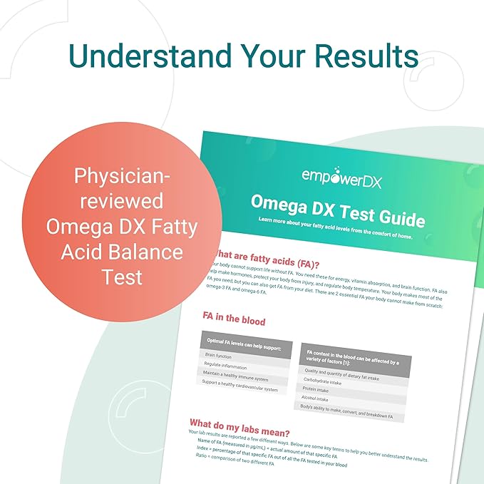 Omega DX Fatty Acid At-Home Test - Omega-3 EPA DHA + Omega-6 + Omega-9