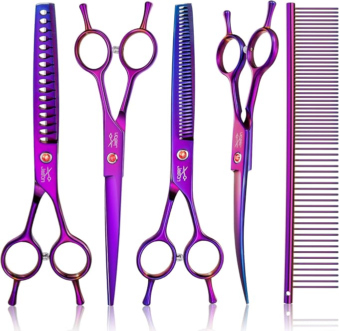 JASON Dog Grooming Scissors Set - 7 in 1 Professional Pet Sharp Shears Kit