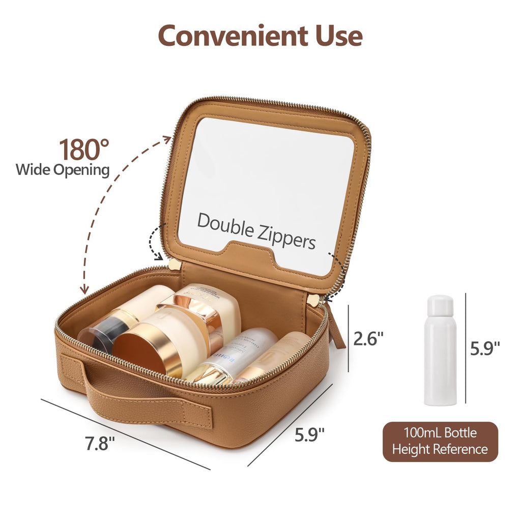 PACKISM Clear Makeup Bag - PU Leather TSA Approved Toiletry Bag