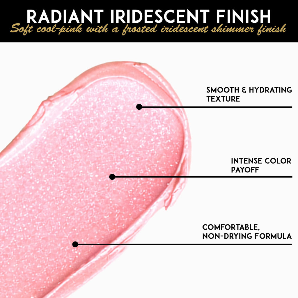 L’Paige Shimmery Ice Lipstick | Frosted Pink Shimmer Lip Color | Aloe Vera Moisturizing Formula | Long-Lasting Cool-Toned Iridescent Finish | Shade L44