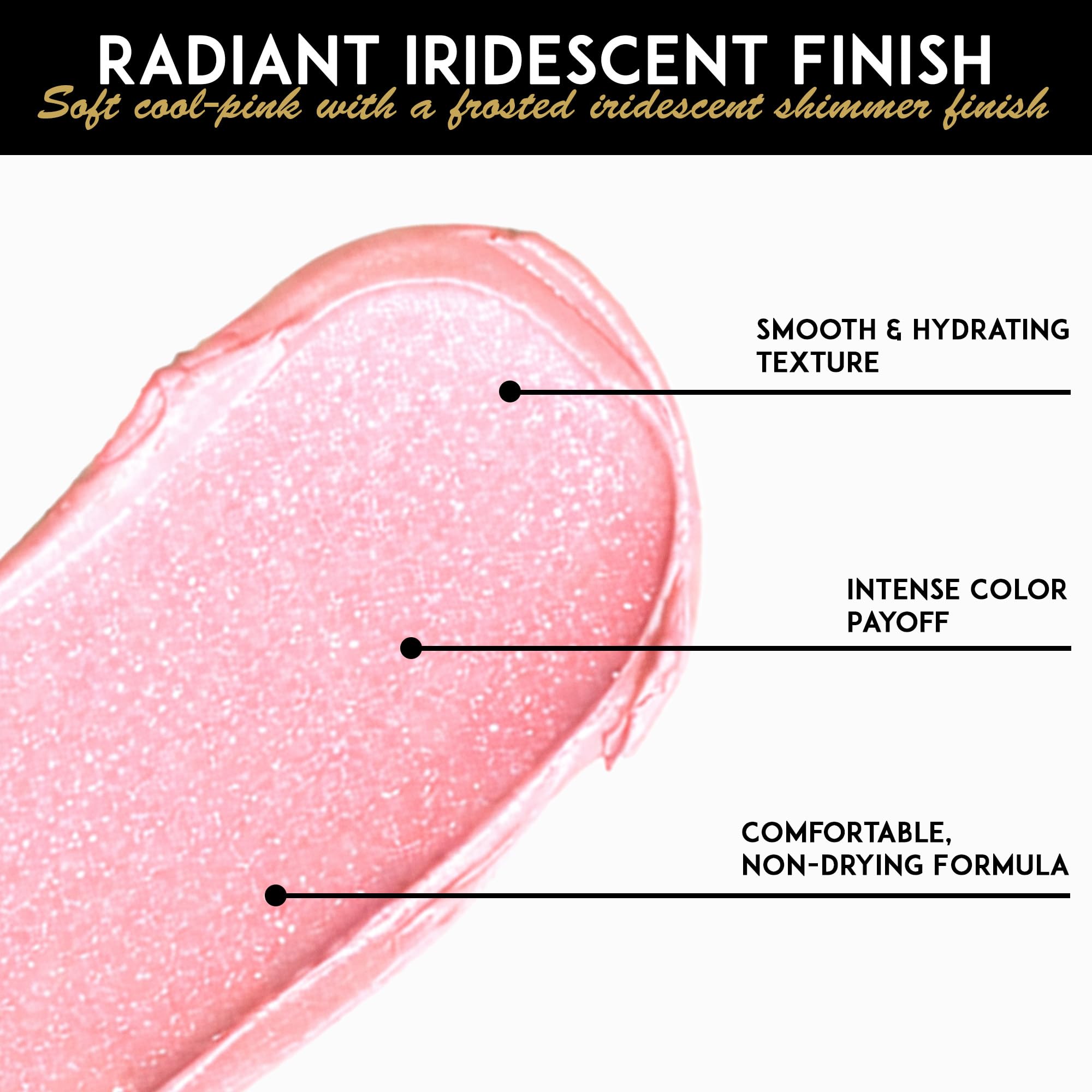 L’Paige Shimmery Ice Lipstick | Frosted Pink Shimmer Lip Color | Aloe Vera Moisturizing Formula | Long-Lasting Cool-Toned Iridescent Finish | Shade L44