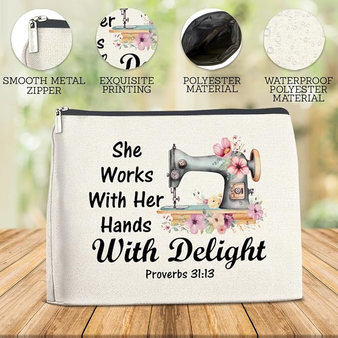 FYDHQSS Sewing Makeup Bag Gifts for Women Quilting Cosmetic Bag Organizer