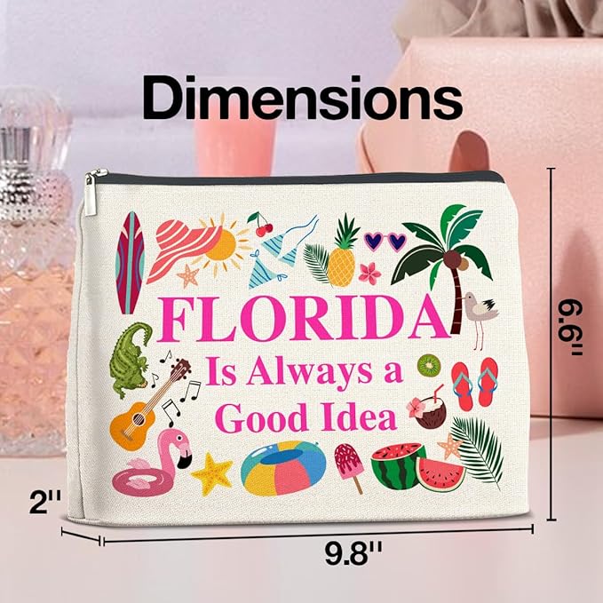 UPNEGE Florida Travel Cosmetic Bag, Multicolor, Waterproof Polyester, Zipper Closure, Adult Women's Travel Cosmetic Case