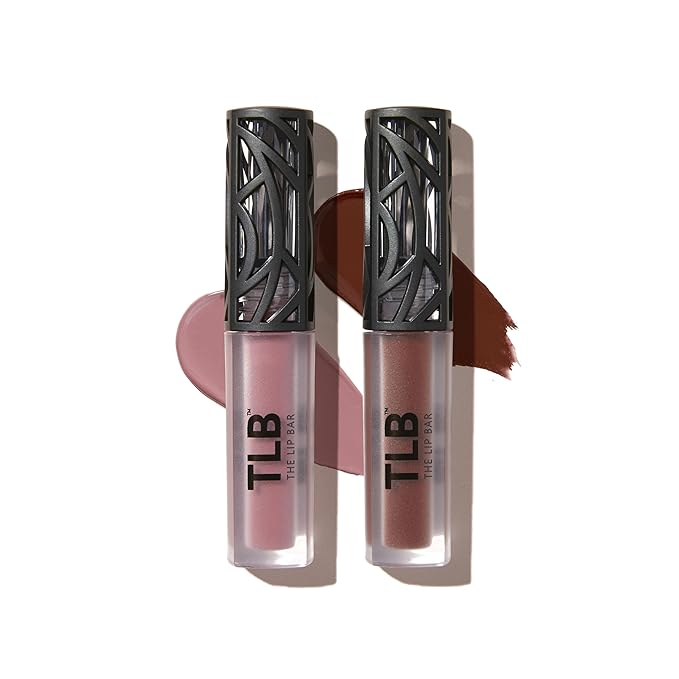 The Lip Bar - Nonstop Liquid Matte Lipstick Mini 2-Pack, Curlfriend (Mauve Pink) + Savage (Chocolate Red-Brown) - High Pigment - One Swipe - Long Lasting - Jojoba Oil & Vitamin E - Vegan -.24 fl oz