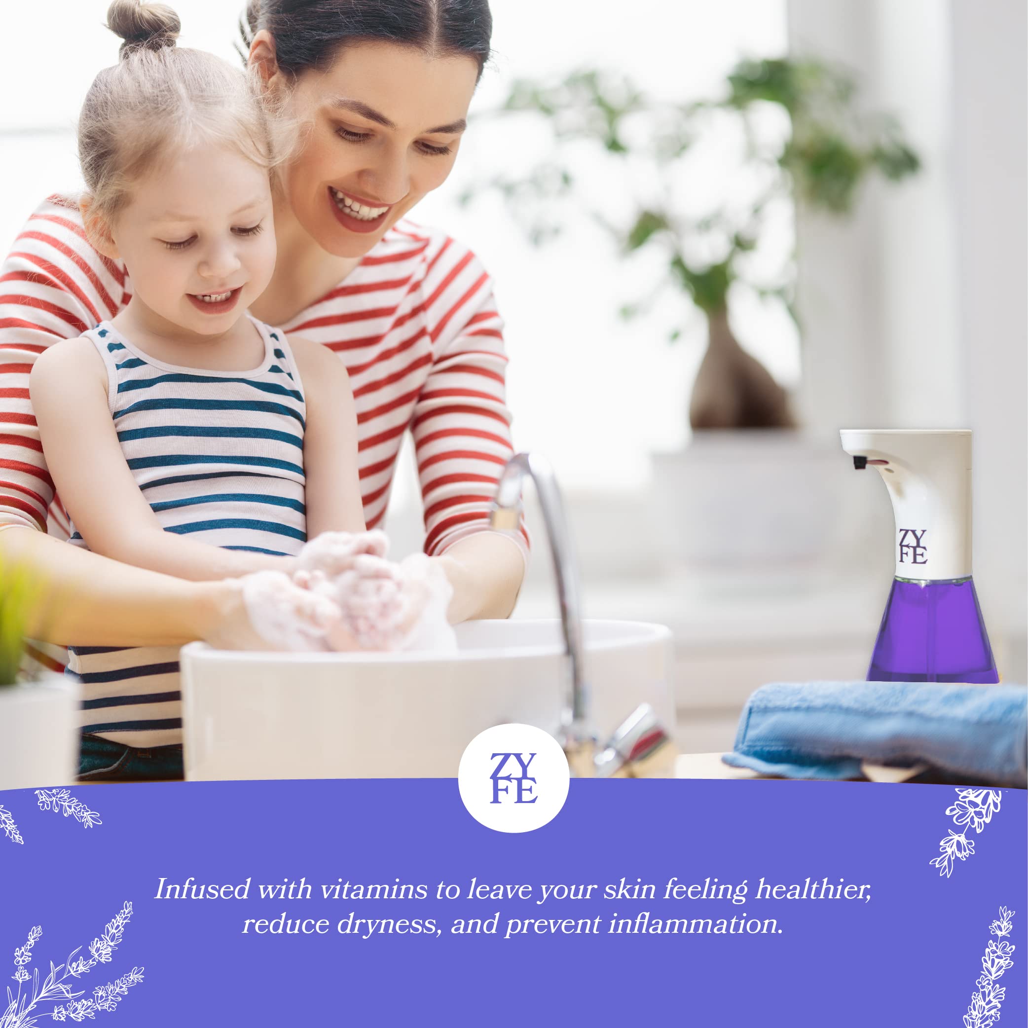 ZYFE Lavender Hand Soap Refills Foam, 64oz Liquid Hand Soap Foam Refill in Recycled Bottle, Natural Handwash Refill with Essential Oils, Biodegradable & Moisturizing