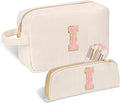 Sernaxi Personalized Initial Makeup Bag Trendy Stuff Corduroy Cosmetic Bag Travel Toiletry Bag, Valentine’s Day Gift Makeup Organizer Case & Makeup Pouch for Women Teen Girls Mom Girlfriend Wife