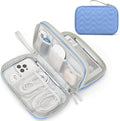 FYY Electronic Organizer, Travel Tech Pouch Bag, Large, Blue Quilted