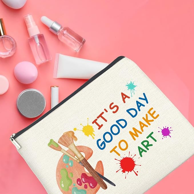 UPNEGE Art Teacher Makeup Bag - Art Lover Gifts for Women Artist & Teacher, Cosmetic Bag With Zipper Makeup Pouch