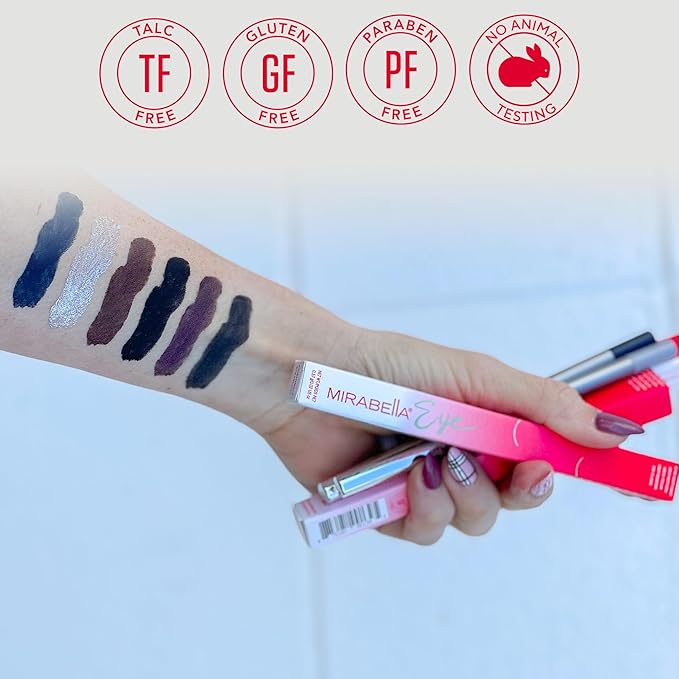 Mirabella Retractable Eye Definer Gel Eyeliner Pencil, Richly Pigmented Color Eyeliner Offers All-Day Wear for Precise and Sultry Looks with Hydrating Antioxidants Vitamin E and C, Twig