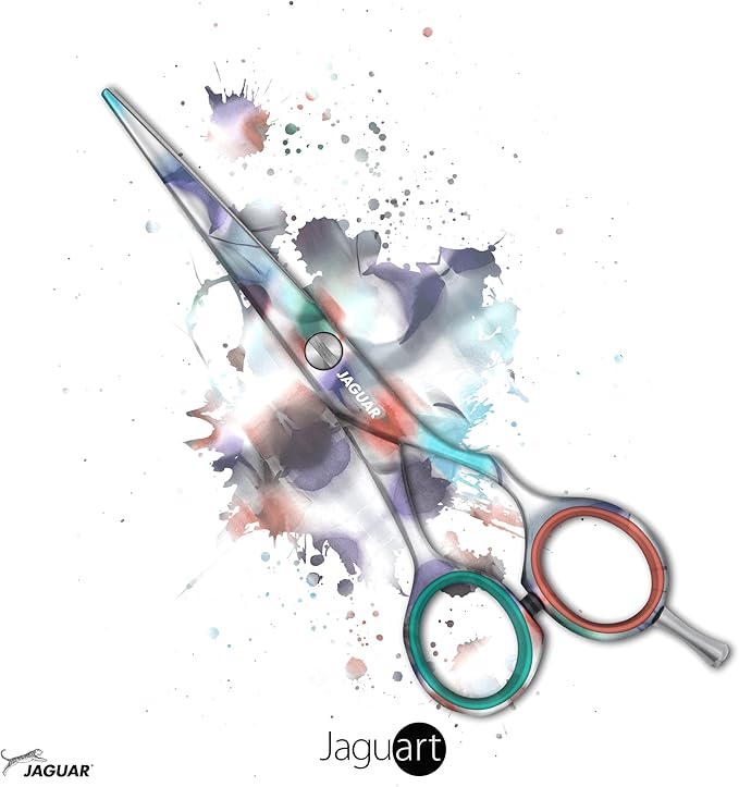 Jaguar In Heaven Watercolor Design Hairdressing Scissors, Right Handed Offset Handle, 5.5 Inch