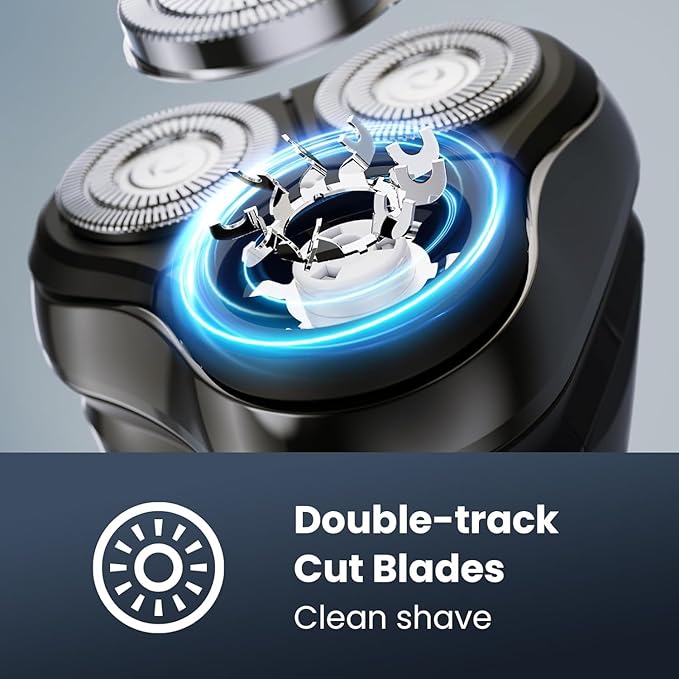 Cordless Electric Razor for Men: IPX7 Waterproof Rotary Shaver - 4D Flex Precision Blades with Pop Up Trimmer