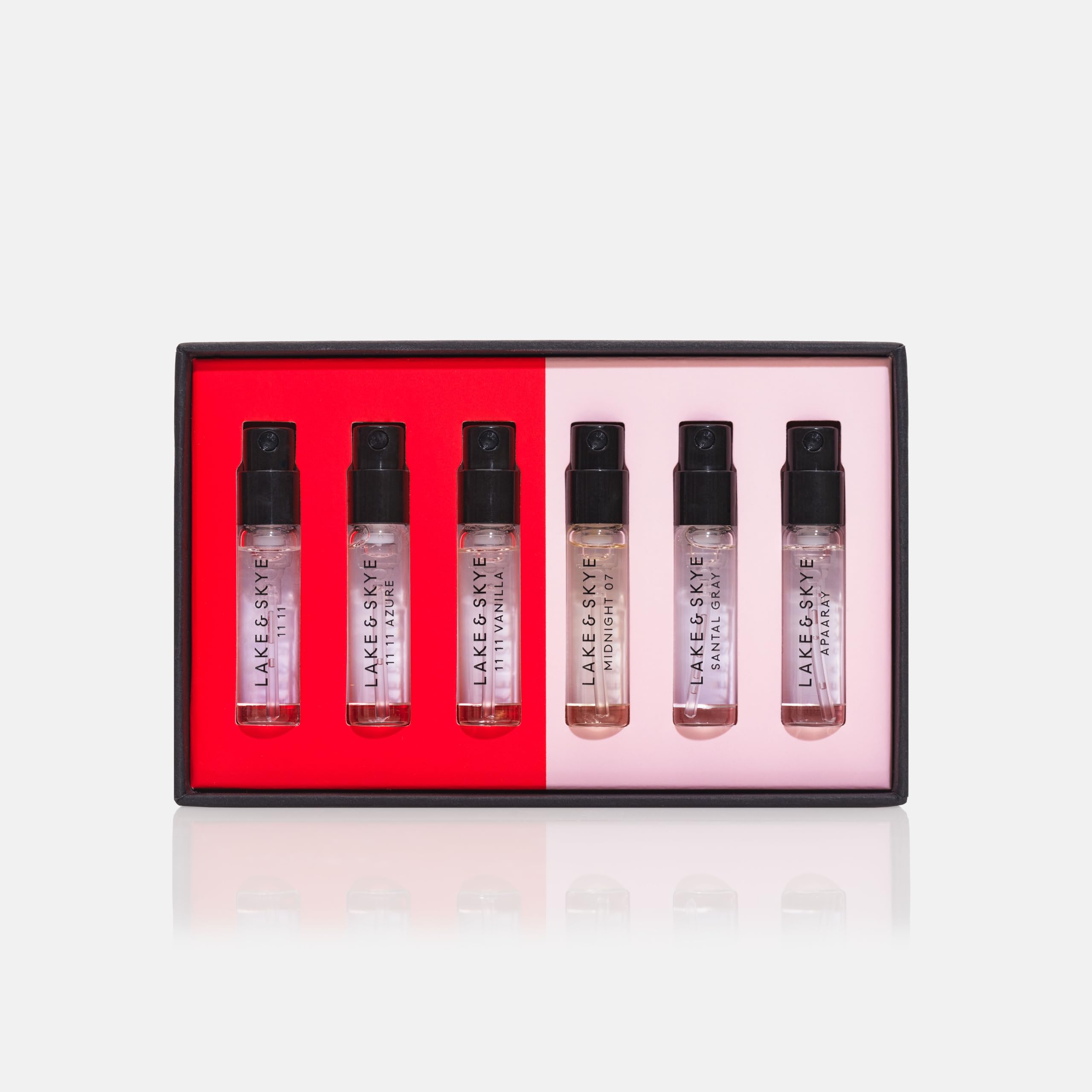 Lake & Skye 11 11 Eau de Parfum Discovery Set, 6 Spray Perfume Trial Set, Travel-sized Pack, Unisex, 6 Scents, Fragrance Sampler Gift Set, Long Lasting Fragrance, Sample