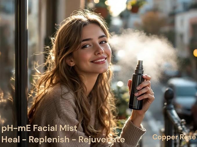pH-mE Hydrating Cleaning Face Mist, Copper Rose, Pure, Natural, Organic Ingredients Helps your Skin Reduce Wrinkles, Fine Lines, Inflammation, Acne, for Clear Beautiful Skin (2oz)