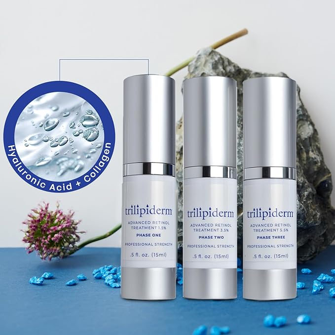 Trilipiderm Advanced Retinol Serum for Face, 3-Phase Anti Aging, 0.5 oz