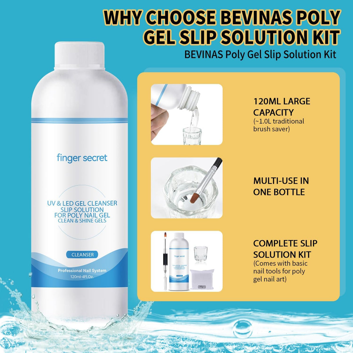BEVINAS Nail Polish Remover Kit Nail Glue Remover & Nail Brush Cleaner Professional Nail Remover Quickly Clean Nail Brushes with Glass Cup Nail Cleaning pads for Nails