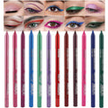 evpct 12Pcs Pink Rose Red Orange Purple Black Silver Blue Red Brown Colored Glitter Eyeliner Eye Liner Pencils Makeup Set for Women Waterproof lapiz delineadores de colores para ojos contra el agua