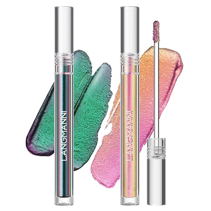 Jolilab 2Pcs Liquid Chameleon Eyeshadow Set, Holographic Multichrome Makeup