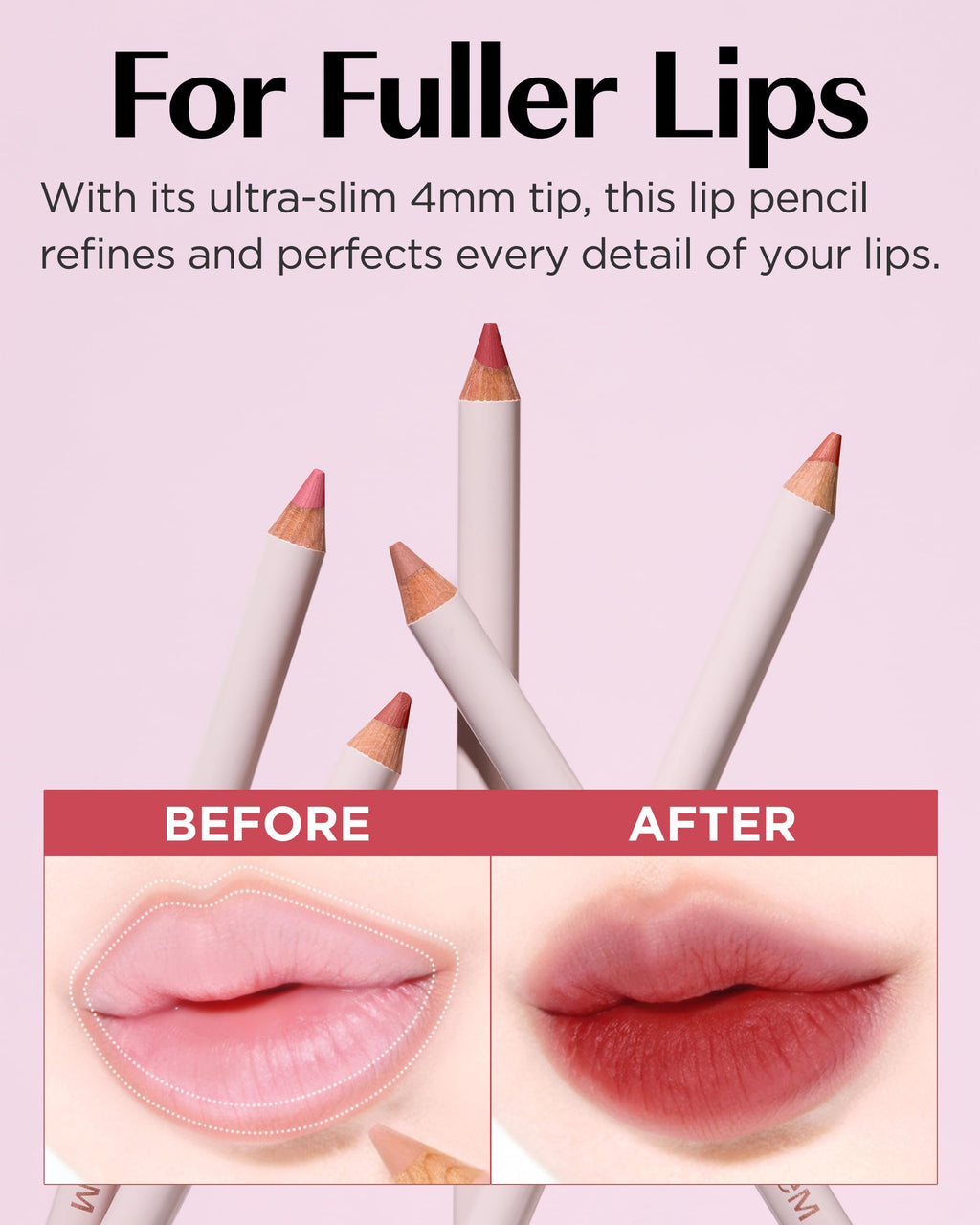 THESAEM Cover Perfection Lip Pencil - Slim, Easy-Blend & Overlip Makeup, Creamy Matte Lip Liner, Long-Lasting with Built-In Sharpener (04 Taro)