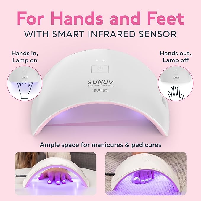 SUNUV UV LED Nail Lamp, UV Light for Gel Nail Polish Dryer SUN9C Pink