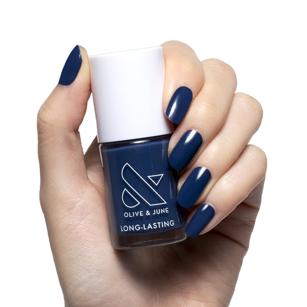 Olive & June Long Lasting Nail Polish | Plump Gel-Like Finish No Lamp Needed | Lasts up to 10 days | Salon-Quality 15-Free Vegan & Cruelty-Free Chip-Resistant | Ack, a shark Navy