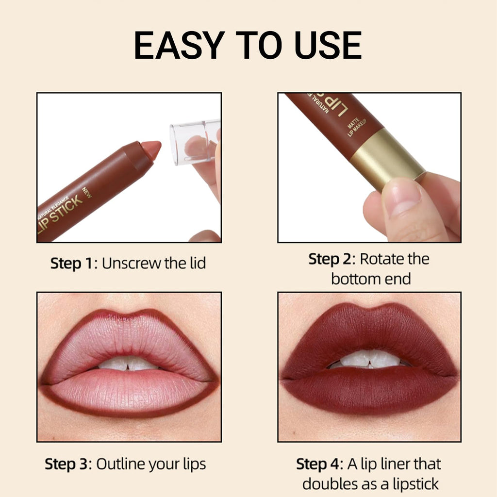 Erinde Matte Lipstick Lip Liner Crayon for Women, 24 Hour Lipstick Lip Liner Pencil, Neutral Lip Stick Lipliner Waterproof Long Lasting Smudge Proof, Vegan & Cruelty-Free, 04 Tomato Coral