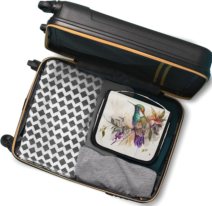 YoYoYuchong Travel Toiletry Bag for Women & Men Colorful Art Bird Hanging Cosmetic Organizer Portable Waterproof Makeup Case Make Up Bag with Compartments Travel Essentials for Bathroom Shower