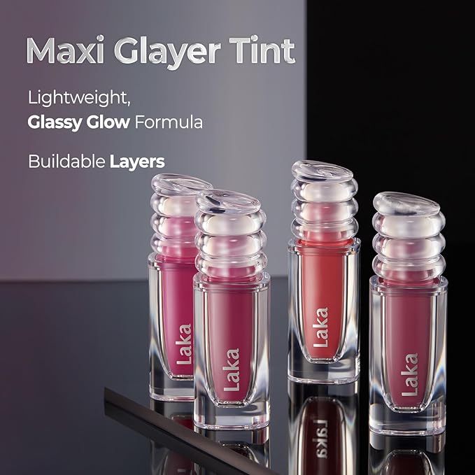Laka Maxi Glayer Tint 3.8g/0.13oz., Glass Layer of Gloss, Ultra Glow & Vivid Layerable Pigments, High Shine Lip Oil, K-Beauty (#616 Maple)