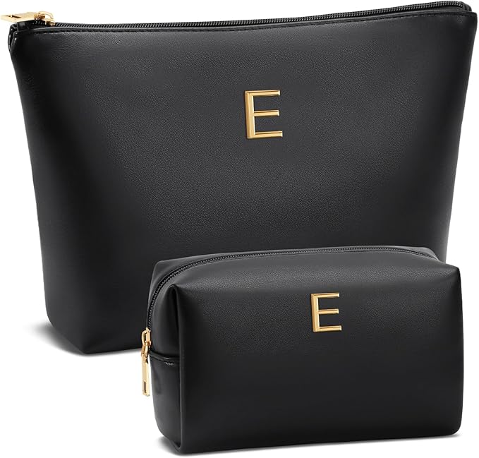CLOUDWINGS Gifts for Women Girls Personalized Initial Travel Makeup Bag