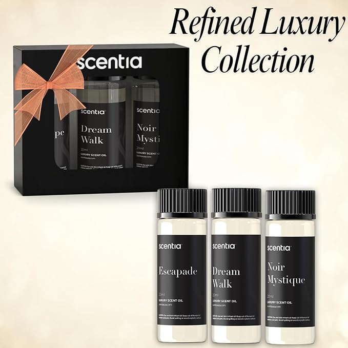 Scentia Luxury Fragrance Collection Diffuser Oils – 3×20 ml Aromatherapy Set | Premium Scents Inspired by 5-Star Destinations | Long Lasting Aroma, Gift-Ready Essential Oil Blend