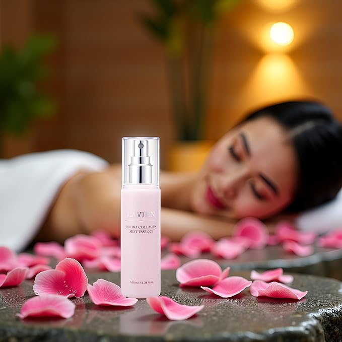 LAVIEN - Collagen Face Mist Spray - 62.7% Hydrolyzed Collagen Hydrating Facial Mist - Korean Skincare Essence with Elastin & Peptides for Plump Skin - 3.38 FL Oz