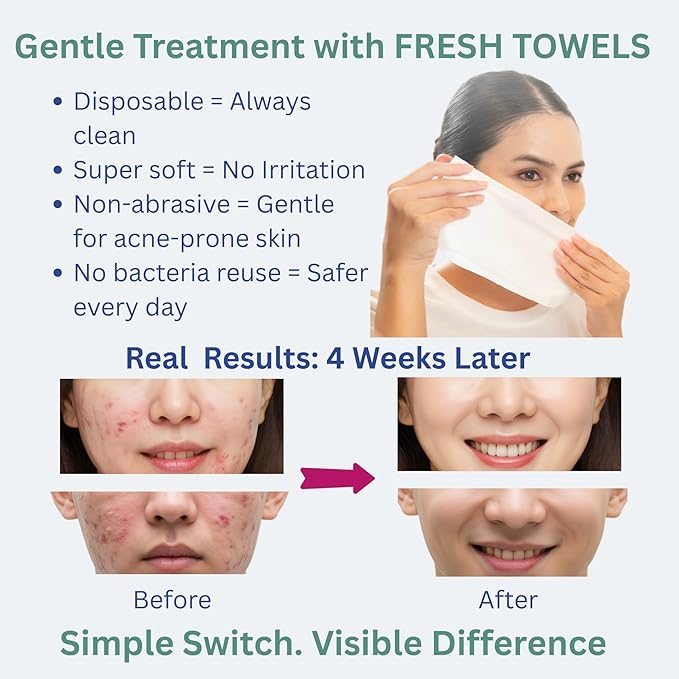 FRESHist FRESH TOWELS Disposable Face Towels, Makeup Removal Face Towelettes & Dry Wipes, 50 Ct, 1 Pack