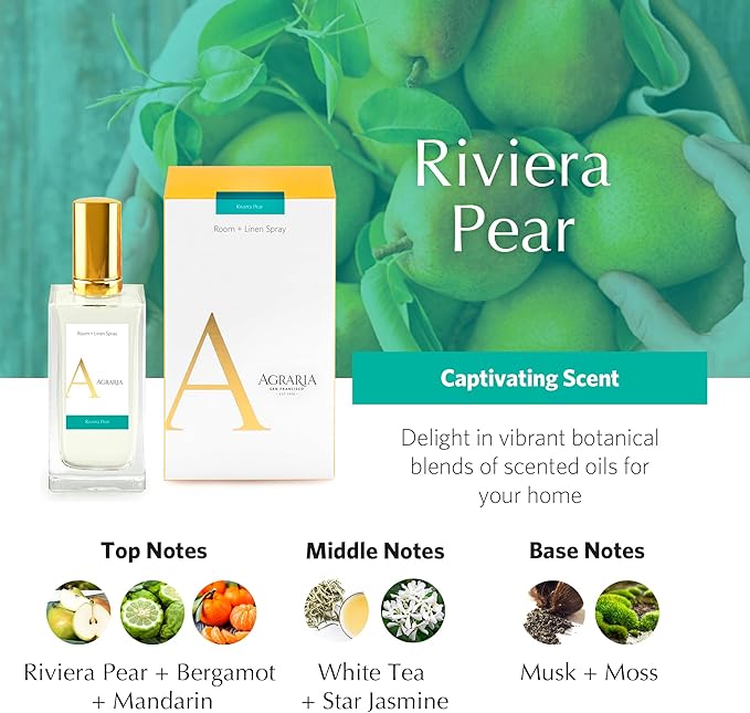 AGRARIA Riviera Pear & Linen Spray, Fabric Freshener