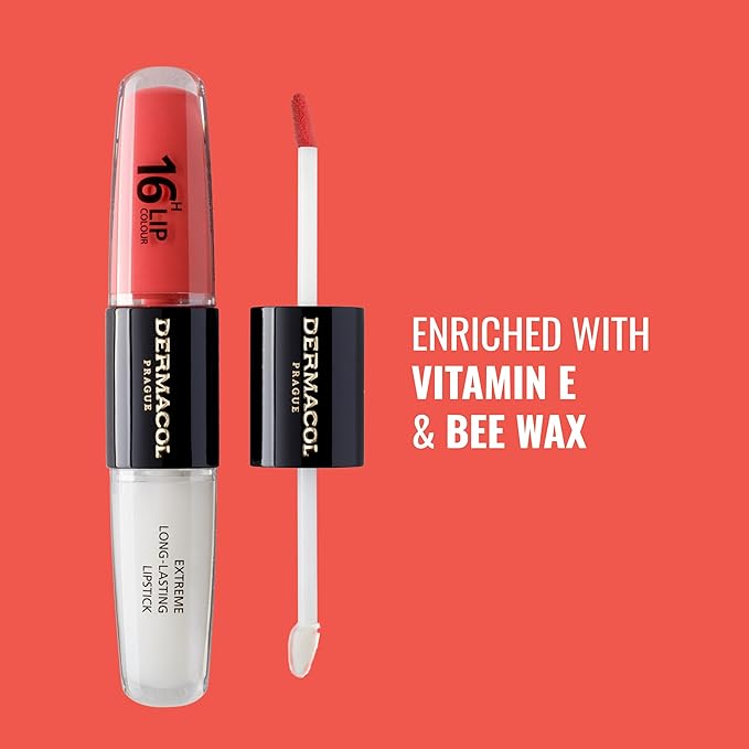Dermacol 16-Hour Lip Color, Two-Phase Kissproof Lip Stain & Gloss, No.26