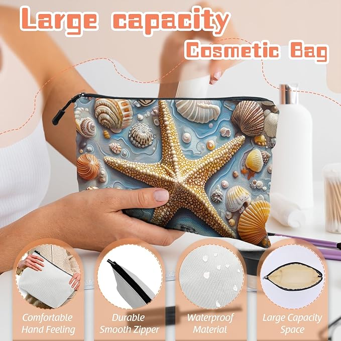 Scribesense Cosmetic Bags Travel Makeup Toilet Case Waterproof Pouch for Women Girls 6.7X9.45inches - The Enchanting Allure of Marine Treasures