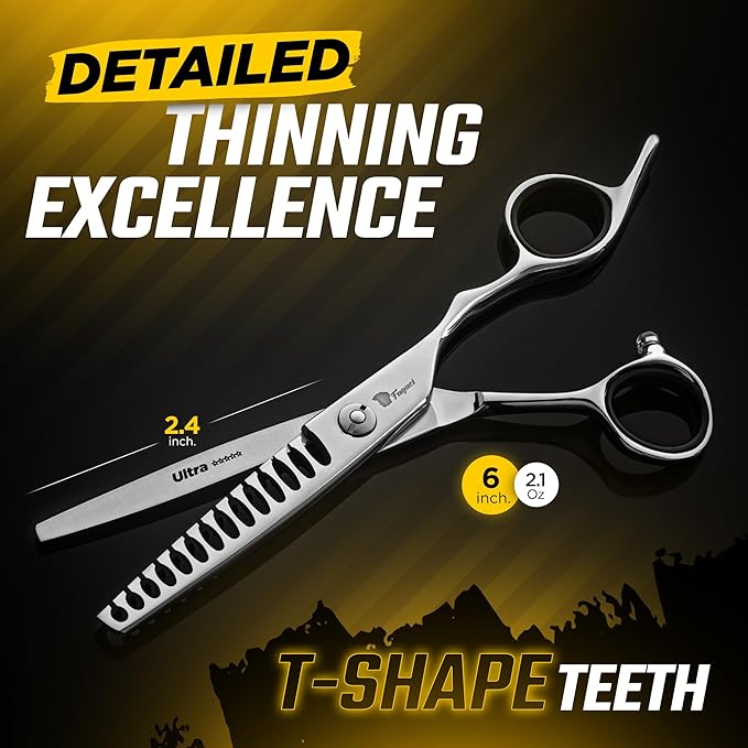 Fagaci Thinning Shears 6 Inch, Texturizing 2x Faster T-Shape Teeth