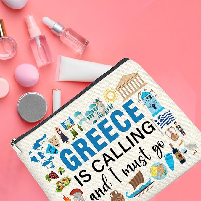 UPNEGE Greece Travel Gifts Makeup Bag Souvenir for Women Friends Traveler