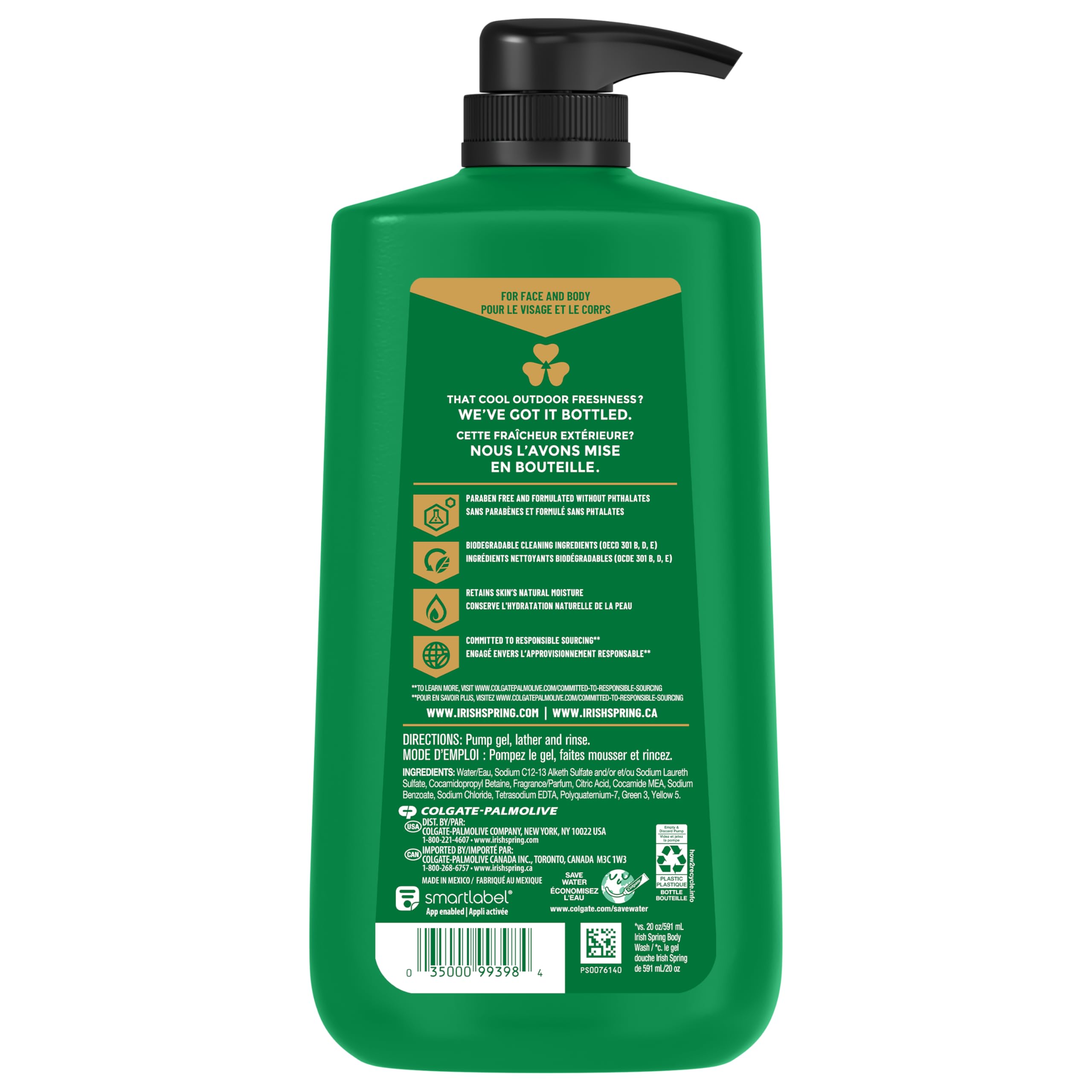 Irish Spring Body Wash for Men, Original Scent, 887 mL