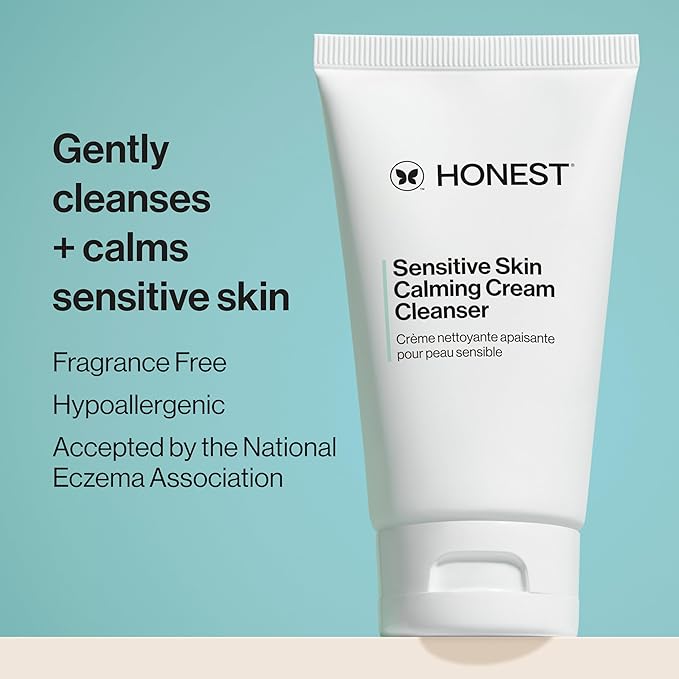 Honest Beauty Sensitive Skin Calming Cream Cleanser, Unscented, 4 fl oz