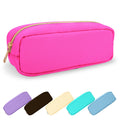 UIXIZQ Small Pencil Case Makeup Bag for Purse, Cute Pencil Pouch Preppy Nylon Makeup Brush Bag with Zipper, Girls Portable Stationery Storage Case Small Pen Bag for Office School College(Slim-Grape)