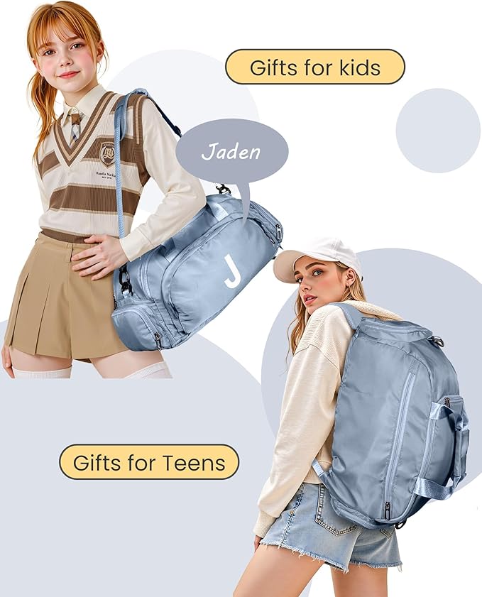 Preteen Birthday Gifts, Initial Gym Bags with Shoe Compartment, Dance Bag for Girls, Monogram Kid Overnight Bags, Teen Girl Gift Trendy Stuff-Travel Weekender Duffel (Letter A)