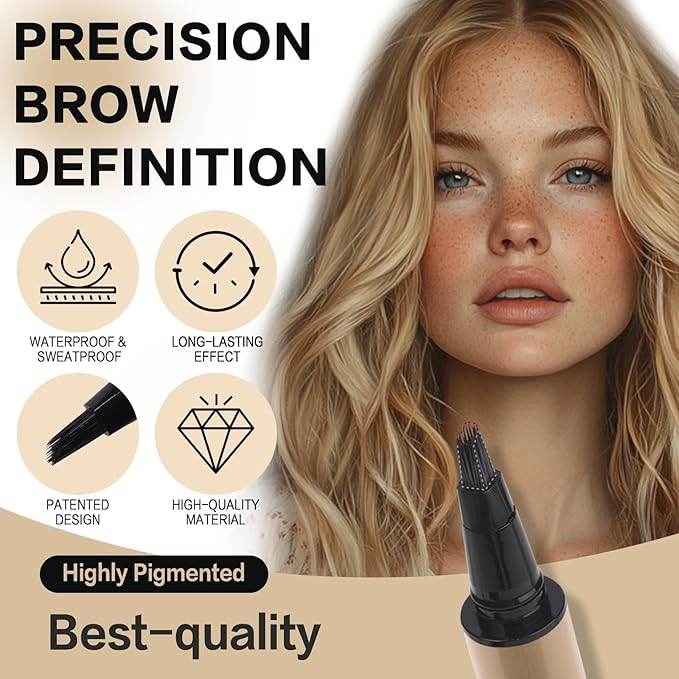 UCANBEMAKEUP Microblading Brow-Fection Brow Eyebrow Pencil – Angled Brush Tip, Wild Natural Hair-Like Strokes, Patented Design, Long-Lasting & Smudge-Proof, for Beginners & Pros(04 Ash Brown）